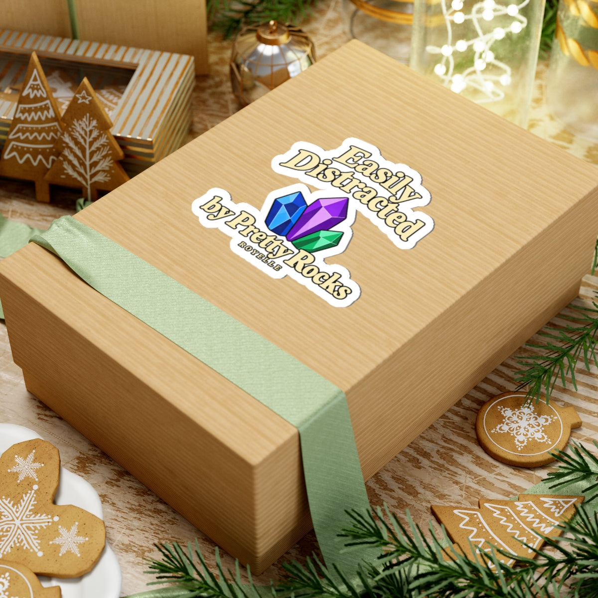 Easily Distracted by Pretty Rocks Sticker — Crystal Laptop Kiss-Cut Decal