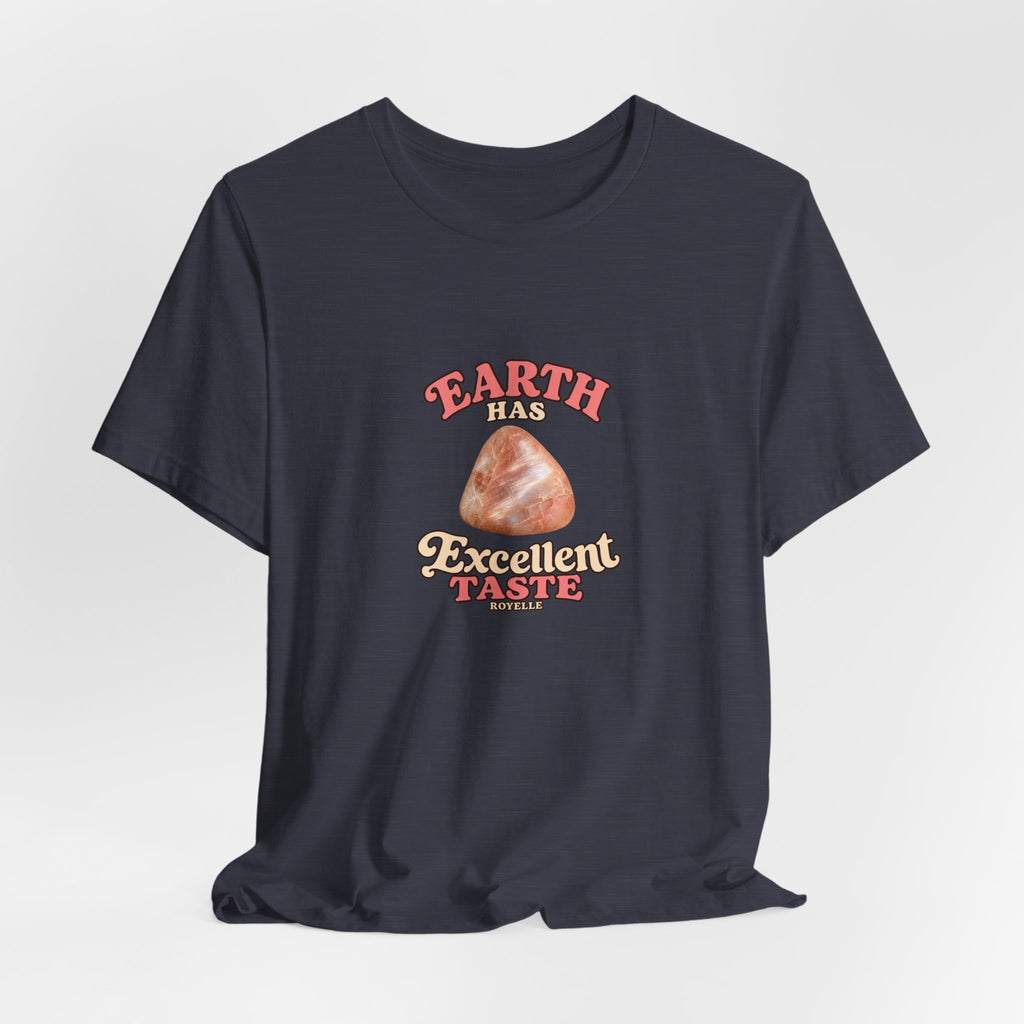 Earth Has Excellent Taste — Peach Moonstone Tee | Royal, Navy & Purple