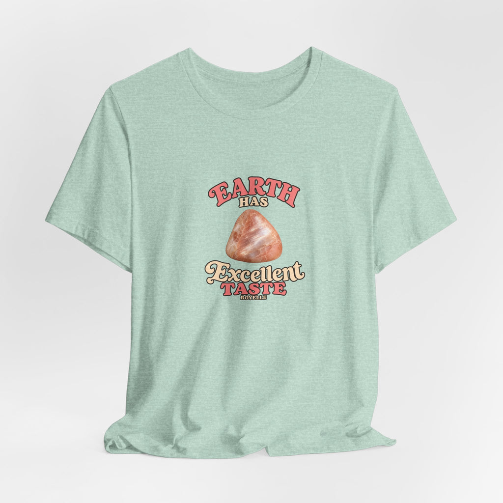 Earth Has Excellent Taste — Peach Moonstone Tee | Golds, Mints & Teal