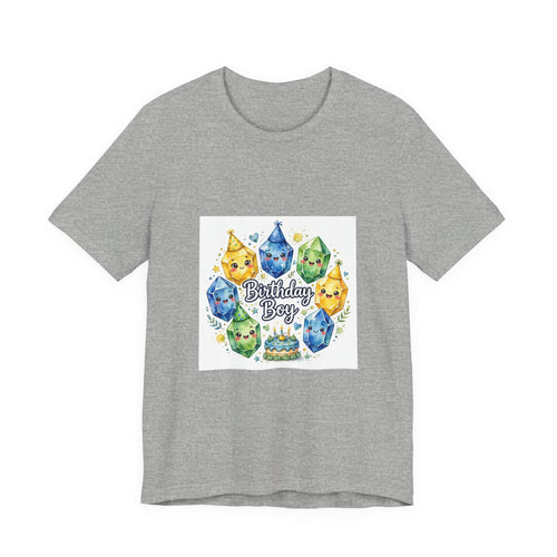 Birthday Boy Crystal Party T-Shirt | Light Neutrals