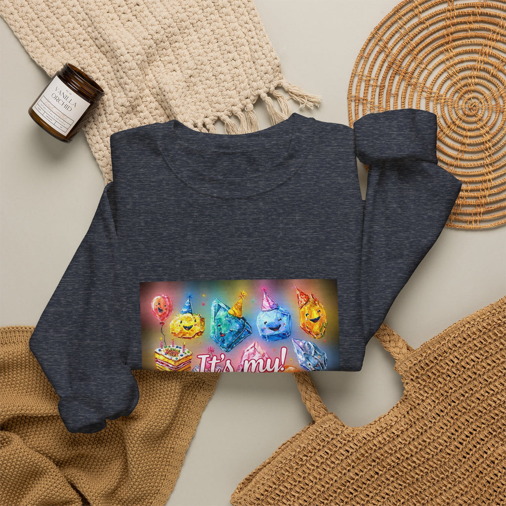 It's My Birthday Crystal Party Crewneck | Blues, Purples & Pinks