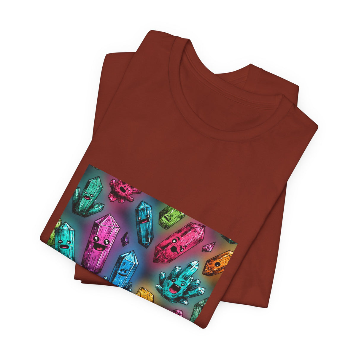 Colorful Crystal Characters T-Shirt | Earthy Reds & Browns