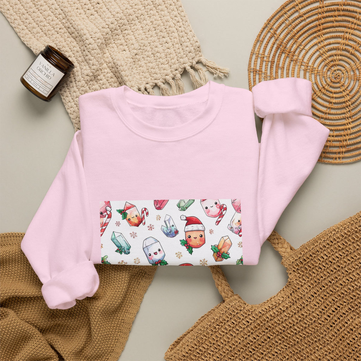 Pastel Christmas Crystal Friends Crewneck | Blues, Purples & Pinks