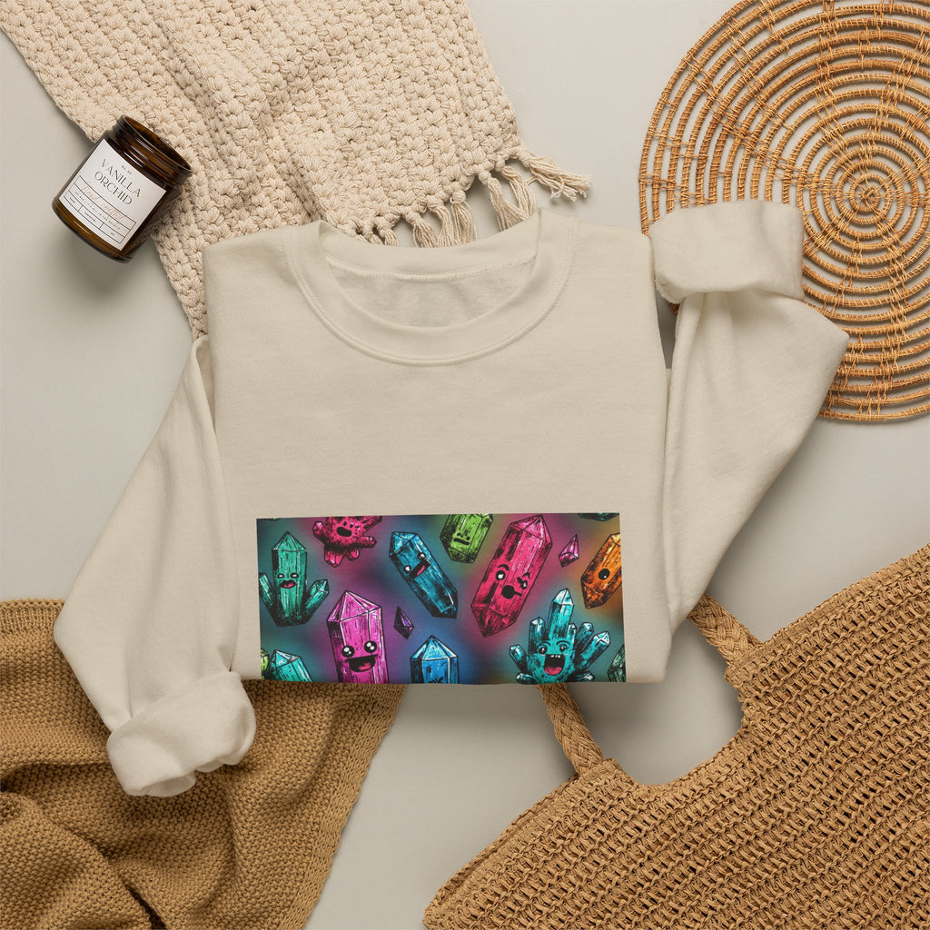 Colorful Crystal Characters Crewneck | Earth Tones & Brights