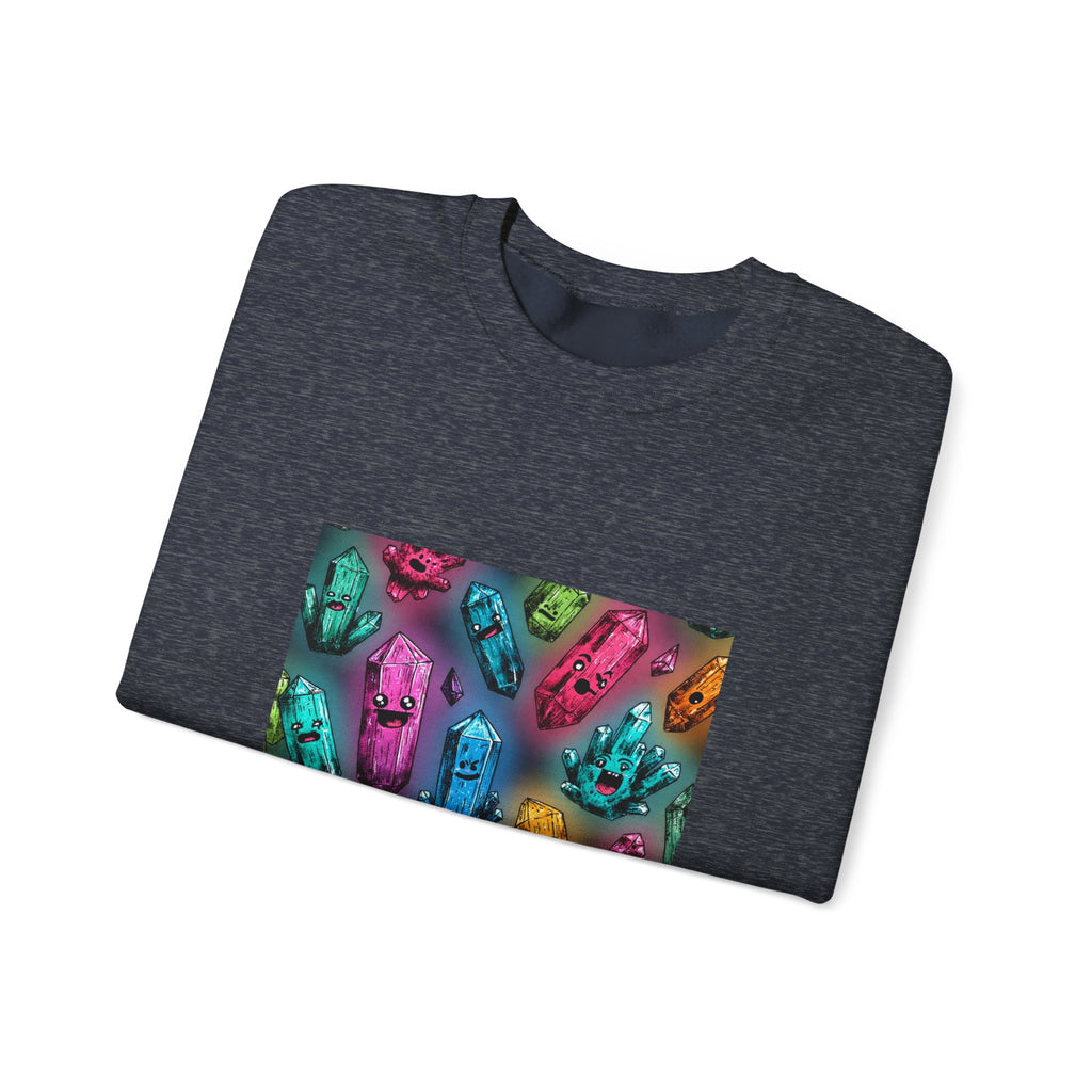 Colorful Crystal Characters Crewneck | Blues, Purples & Pinks