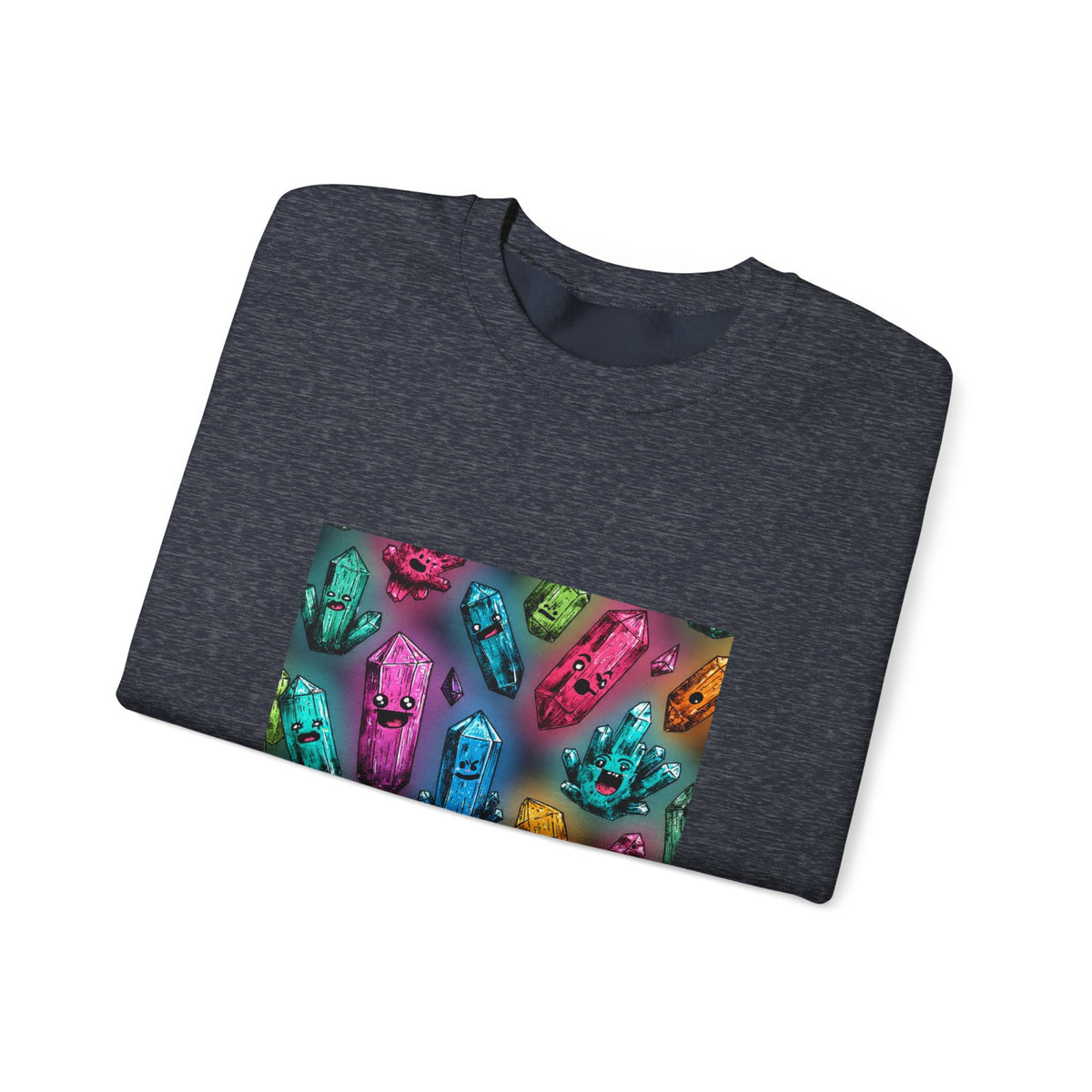 Colorful Crystal Characters Crewneck | Blues, Purples & Pinks