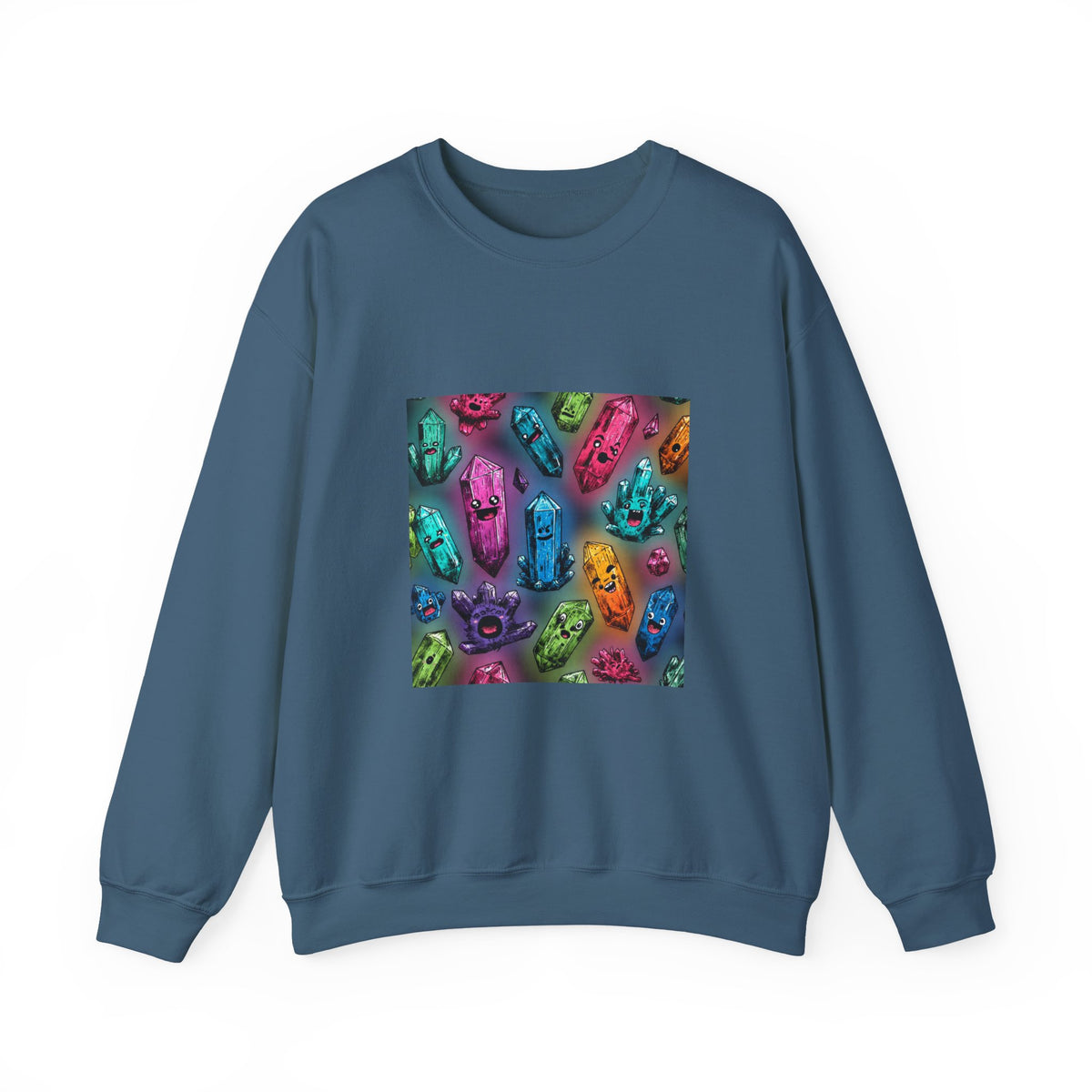 Colorful Crystal Characters Crewneck | Blues, Purples & Pinks