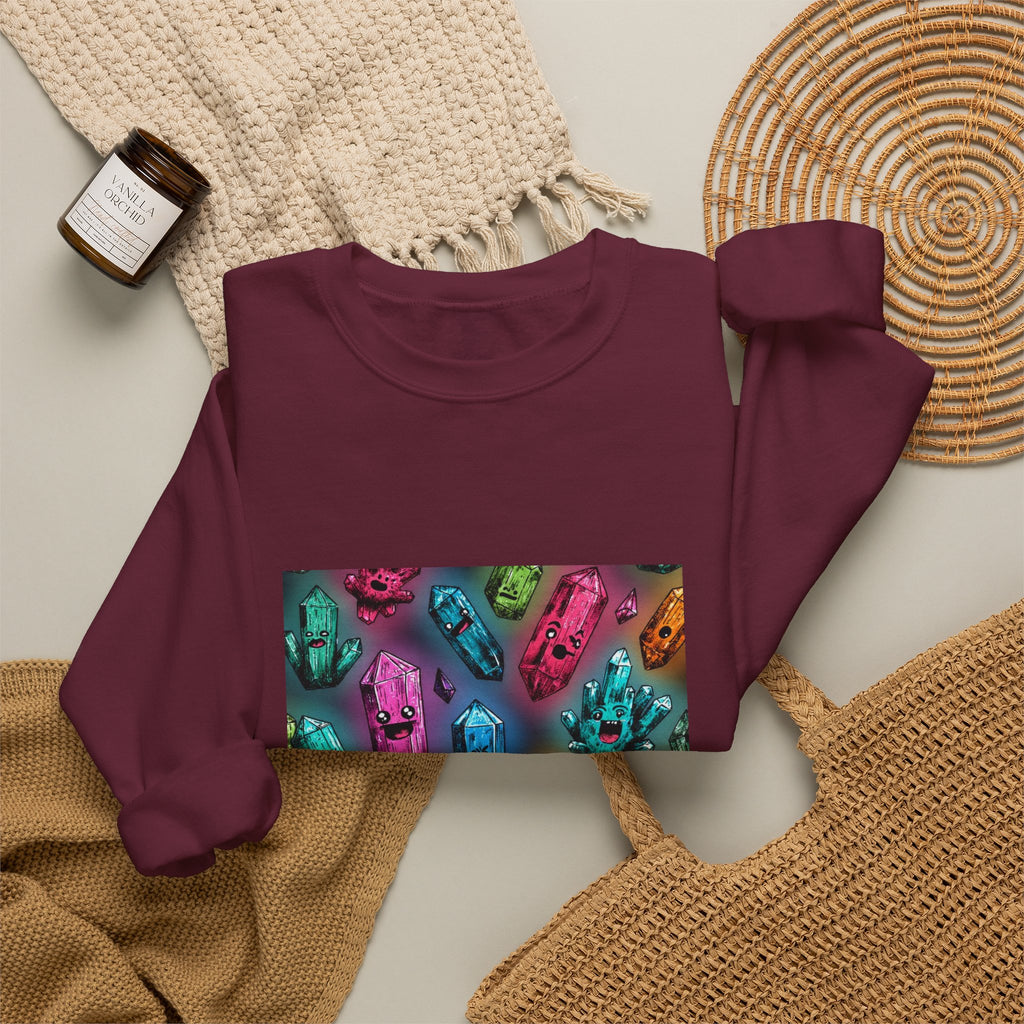Colorful Crystal Characters Crewneck | Earth Tones & Brights