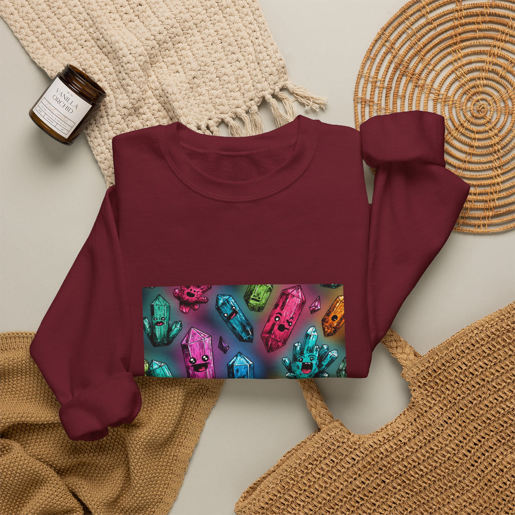 Colorful Crystal Characters Crewneck | Earth Tones & Brights