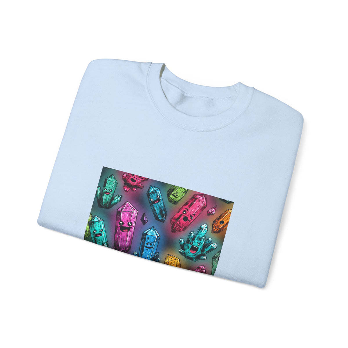 Colorful Crystal Characters Crewneck | Blues, Purples & Pinks