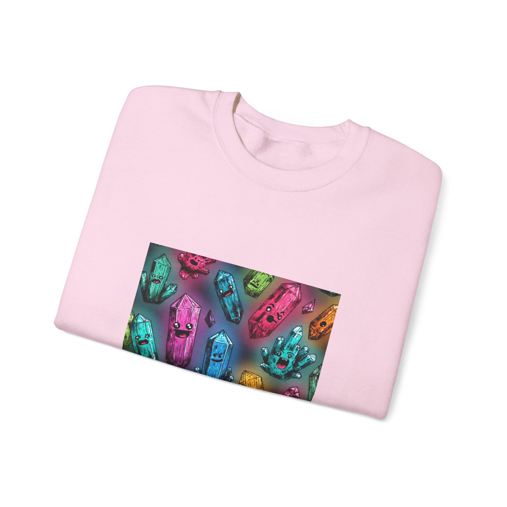 Colorful Crystal Characters Crewneck | Blues, Purples & Pinks
