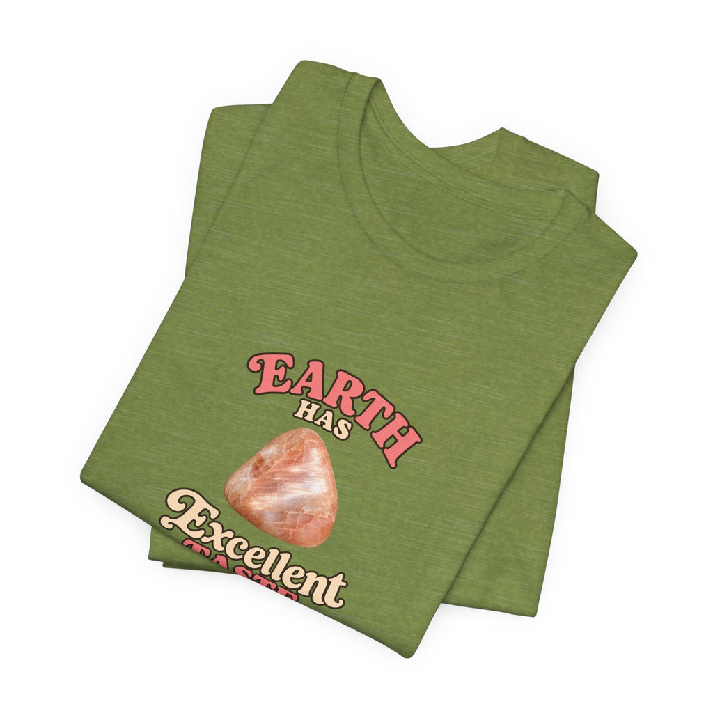 Earth Has Excellent Taste — Peach Moonstone Tee | Greens
