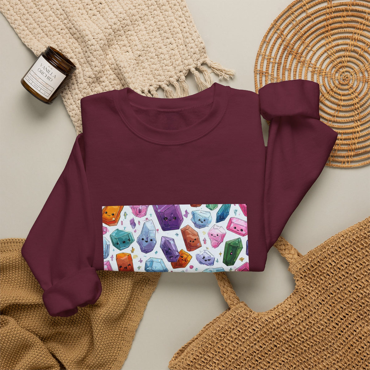 Pastel Crystal Friends Crewneck | Earth Tones & Brights