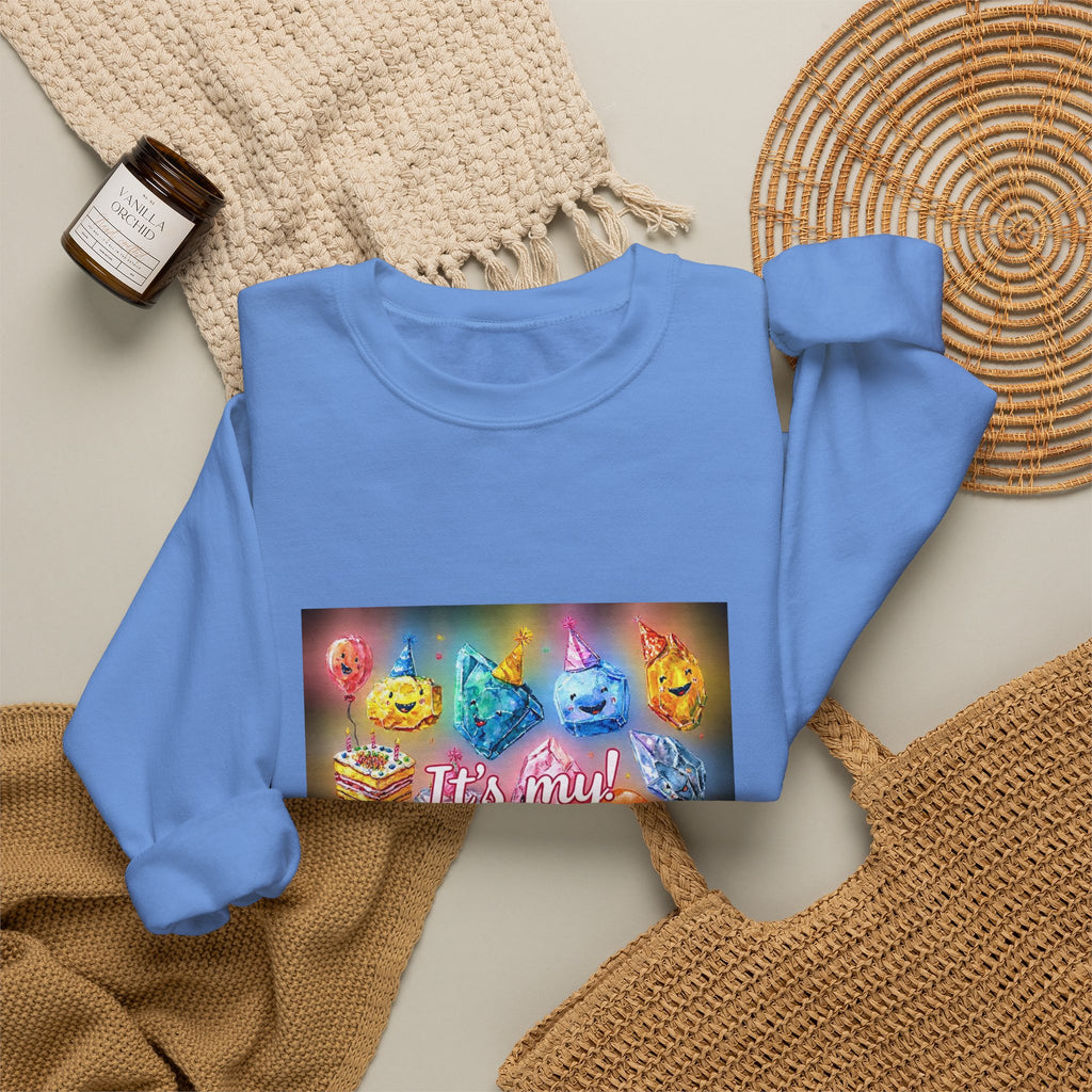 It's My Birthday Crystal Party Crewneck | Blues, Purples & Pinks