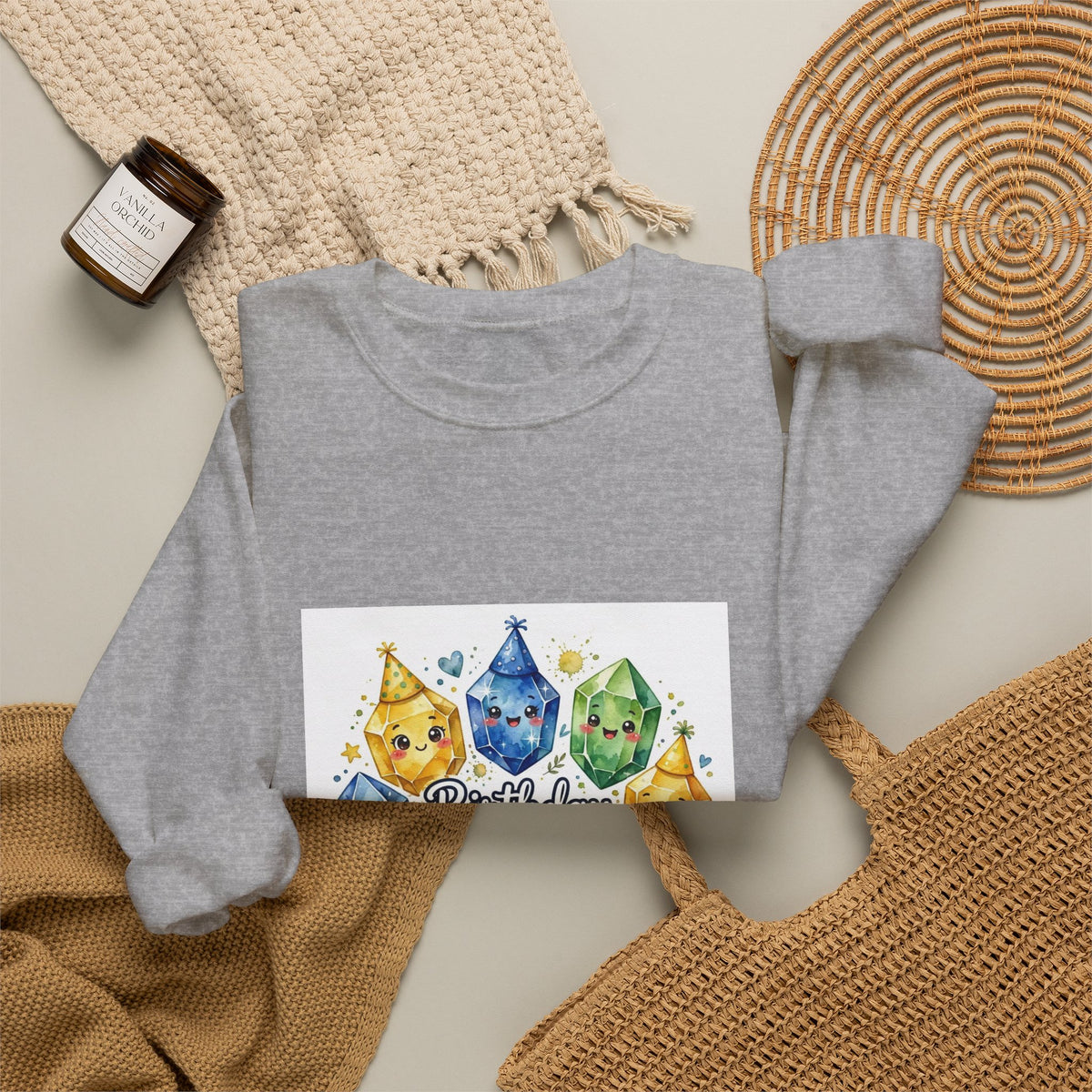 Birthday Boy Crystal Party Crewneck | Neutrals & Reds