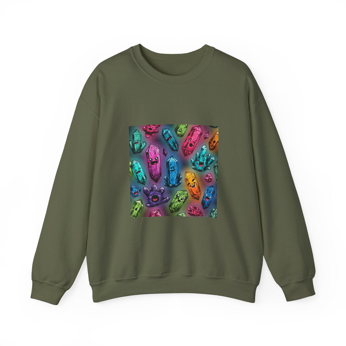 Colorful Crystal Characters Crewneck | Earth Tones & Brights