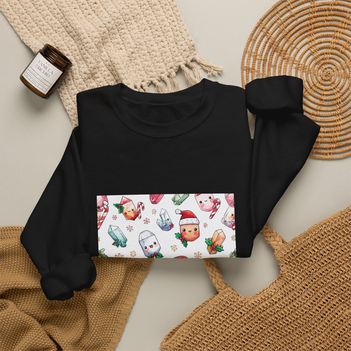 Pastel Christmas Crystal Friends Crewneck | Neutrals & Reds