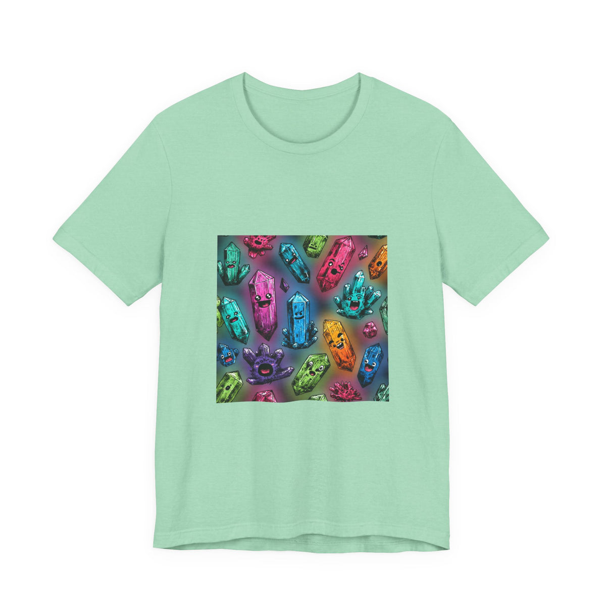 Colorful Crystal Characters T-Shirt | Golds, Mints & Teal