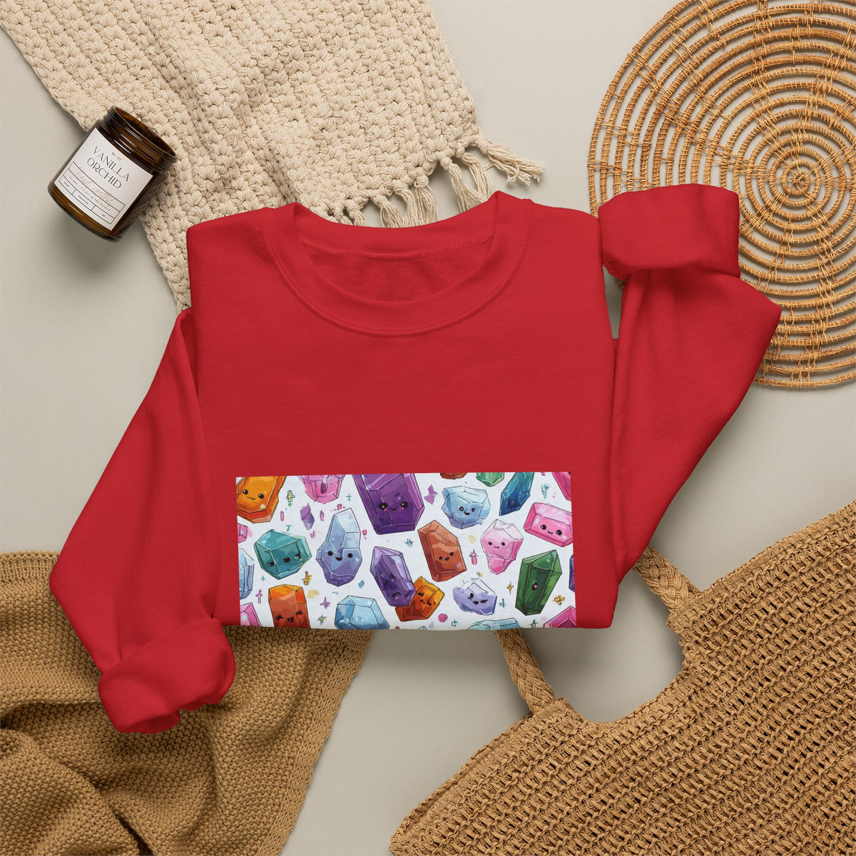 Pastel Crystal Friends Crewneck | Neutrals & Reds