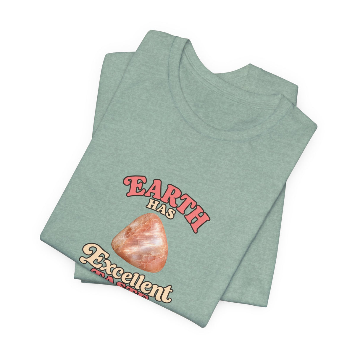 Earth Has Excellent Taste — Peach Moonstone Tee | Soft Blues