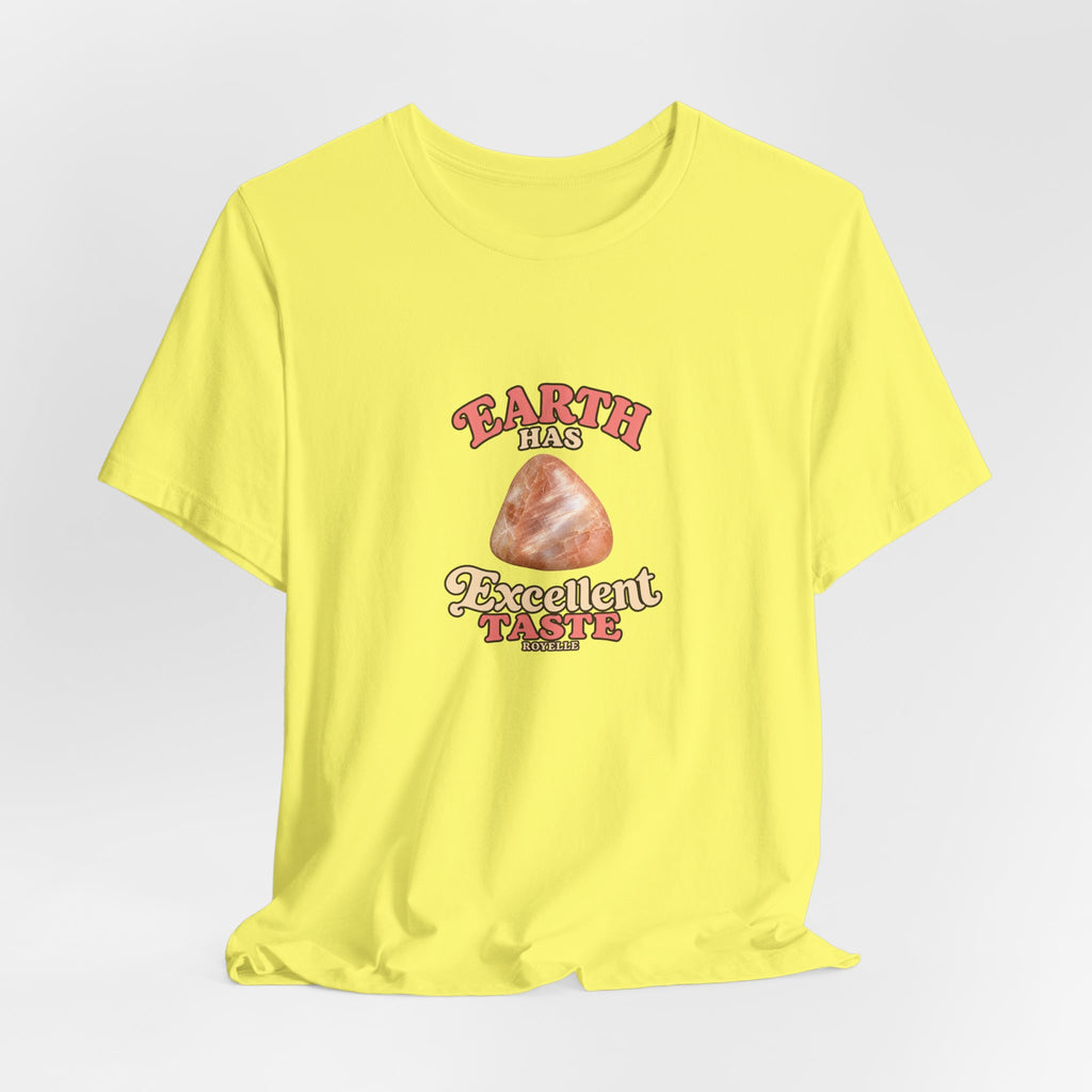 Earth Has Excellent Taste — Peach Moonstone Tee | Golds, Mints & Teal