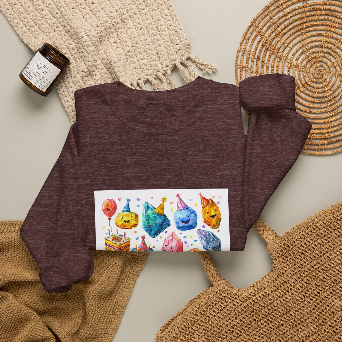 Crystal Birthday Party Crewneck | Earth Tones & Brights