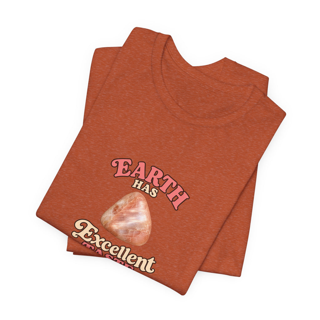 Earth Has Excellent Taste — Peach Moonstone Tee | Earthy Reds & Browns