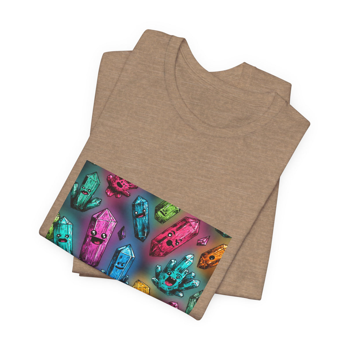 Colorful Crystal Characters T-Shirt | Sandy Neutrals & Oranges