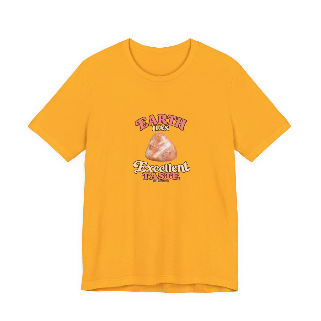 Earth Has Excellent Taste — Peach Moonstone Tee | Golds, Mints & Teal