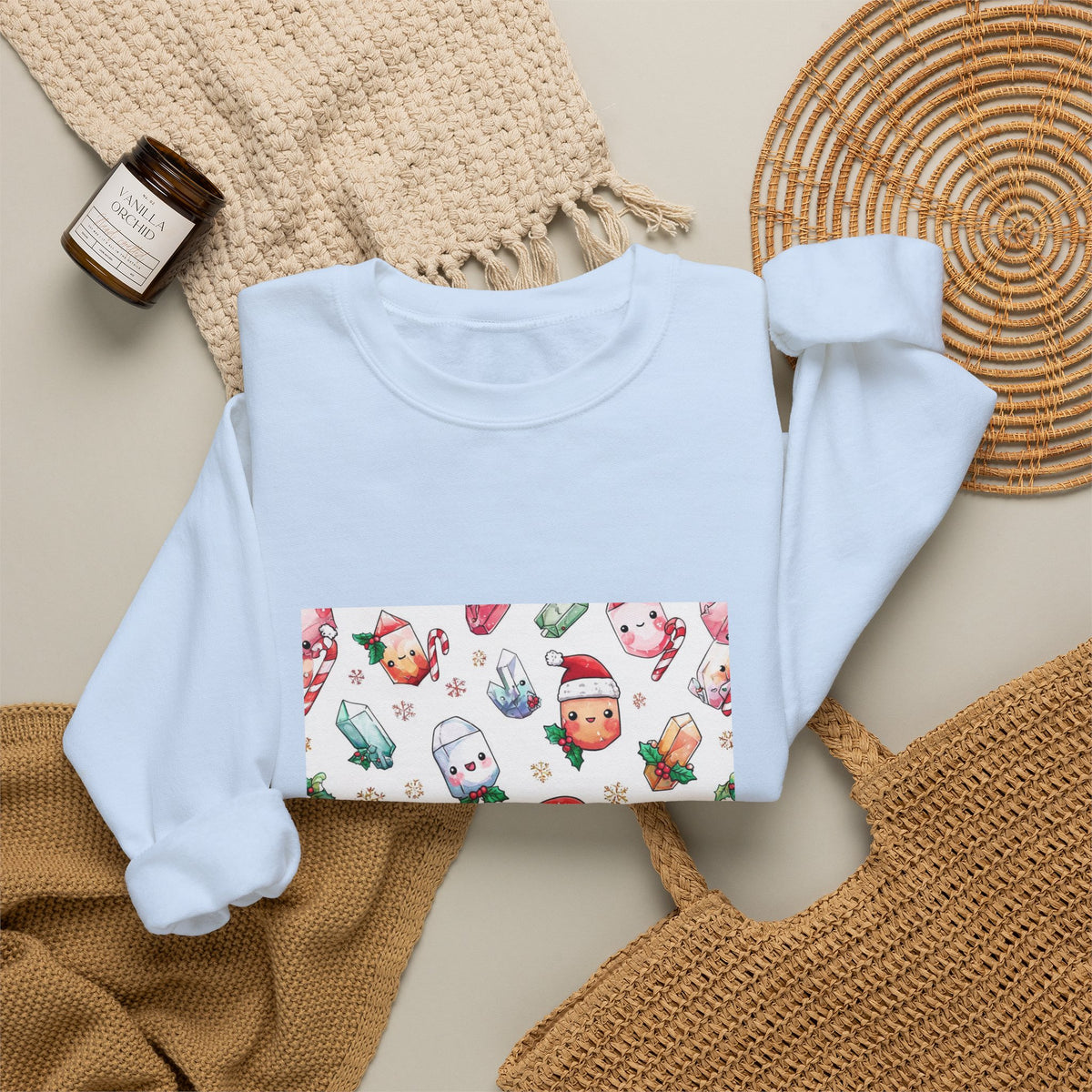 Pastel Christmas Crystal Friends Crewneck | Blues, Purples & Pinks