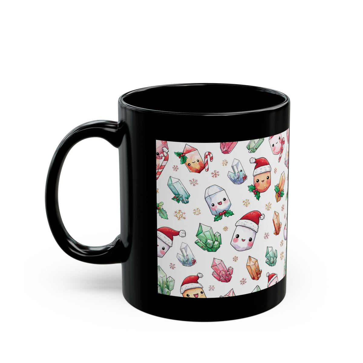 Pastel Christmas Crystal Friends Black Mug