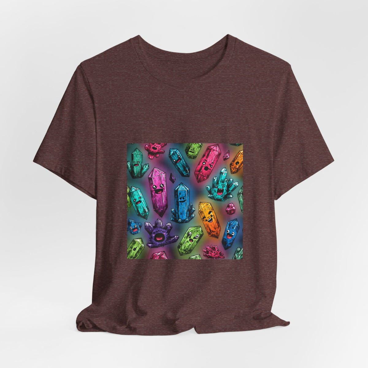 Colorful Crystal Characters T-Shirt | Earthy Reds & Browns