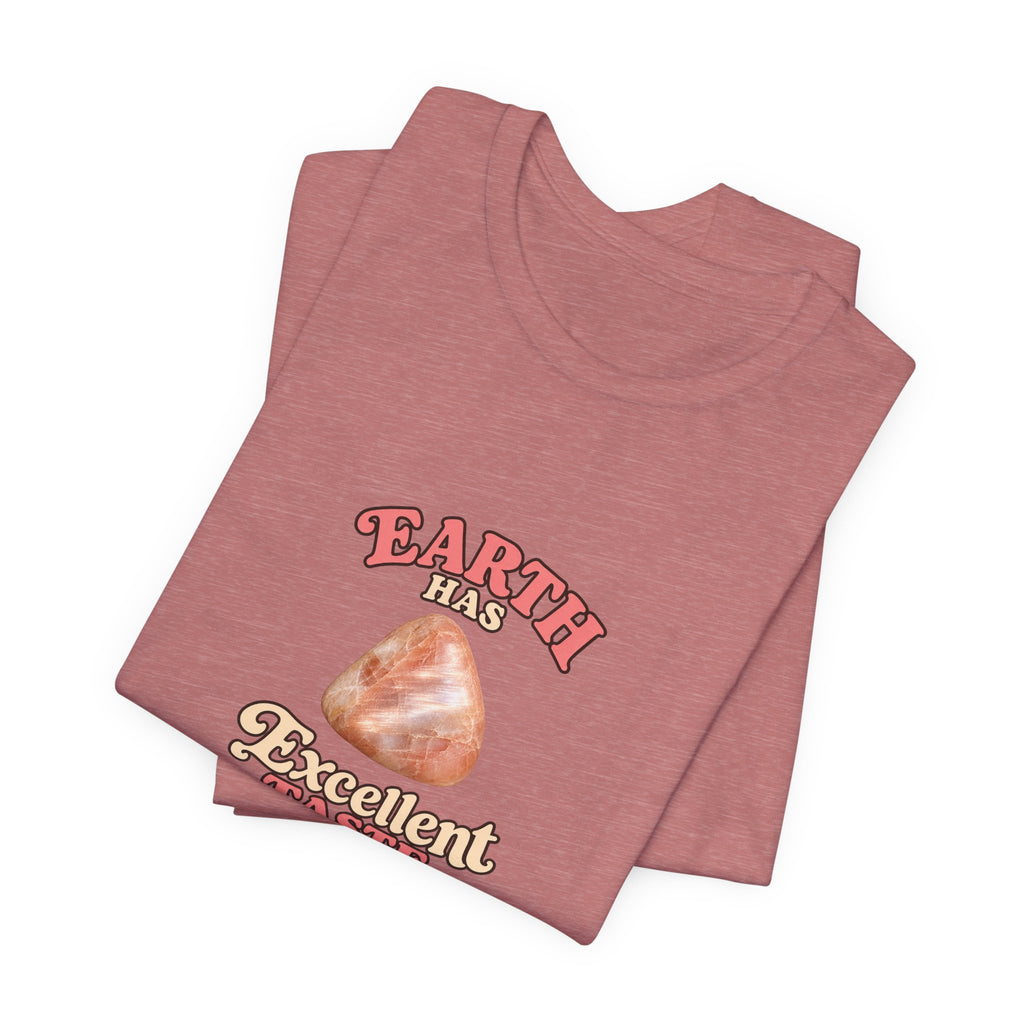 Earth Has Excellent Taste — Peach Moonstone Tee | Earthy Reds & Browns