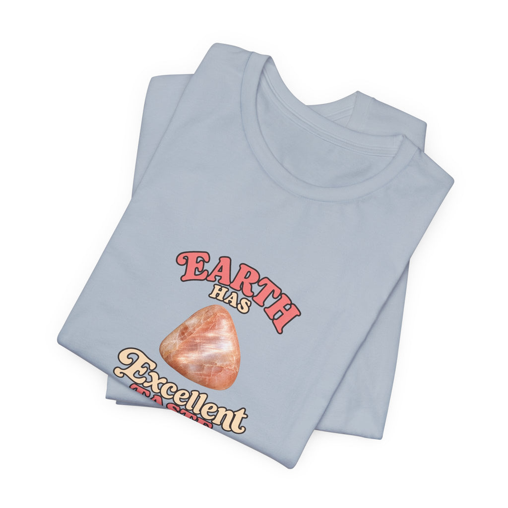 Earth Has Excellent Taste — Peach Moonstone Tee | Soft Blues