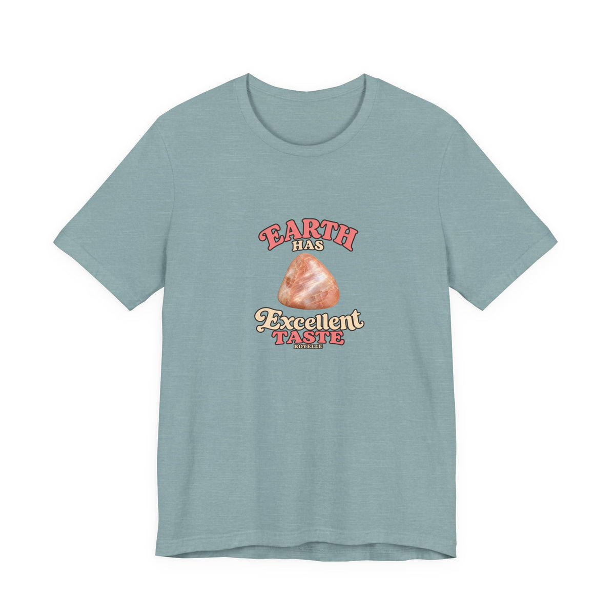Earth Has Excellent Taste — Peach Moonstone Tee | Soft Blues