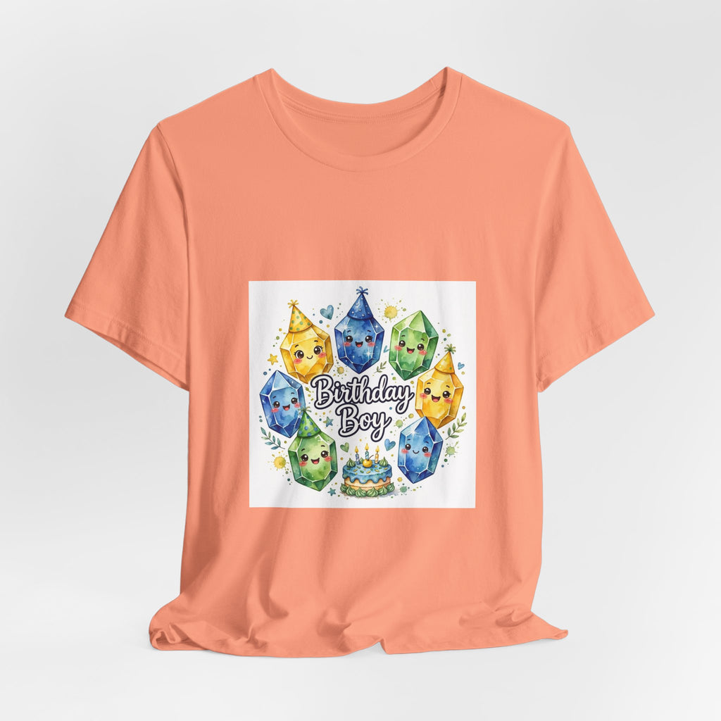Birthday Boy Crystal Party T-Shirt | Peach & Sunset