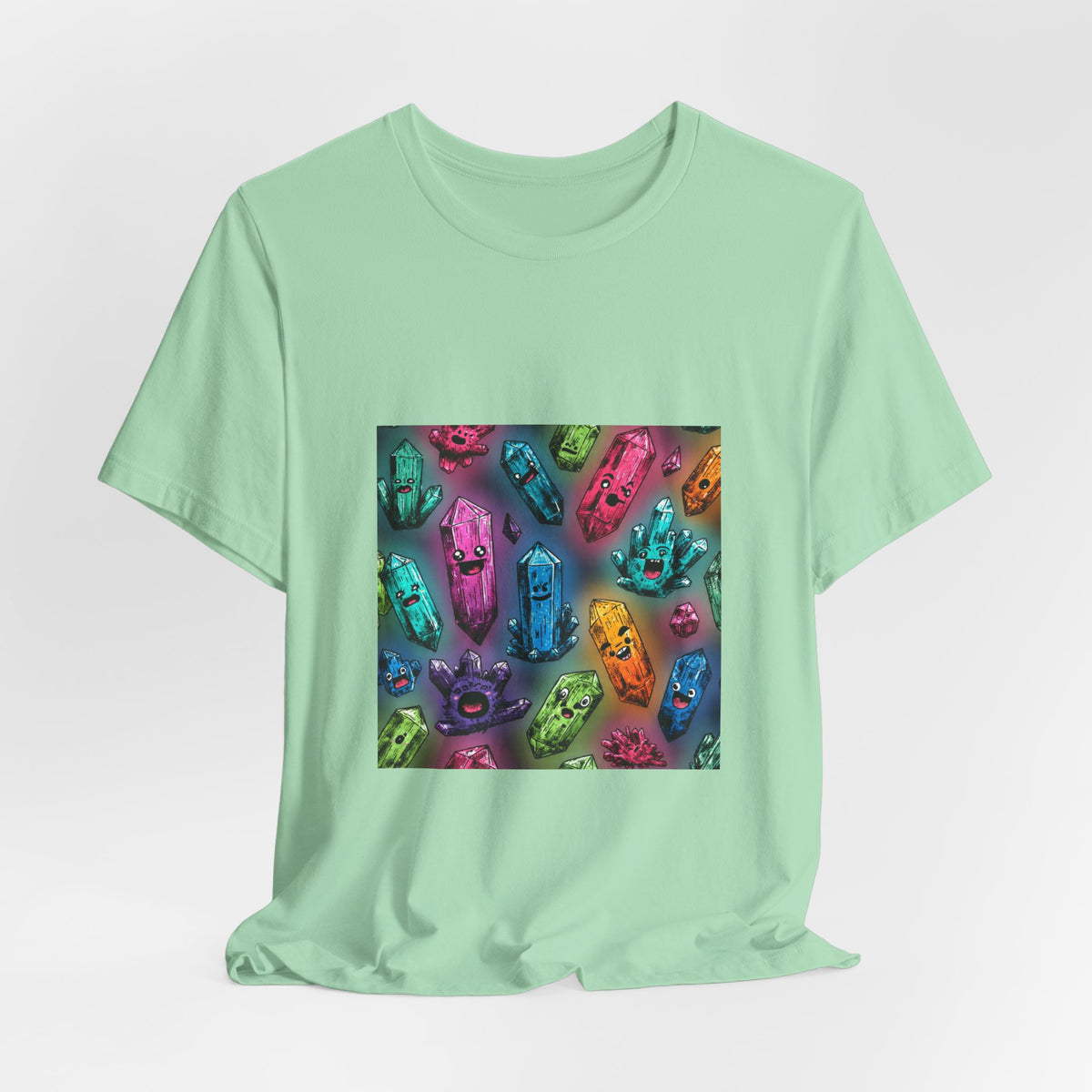 Colorful Crystal Characters T-Shirt | Golds, Mints & Teal