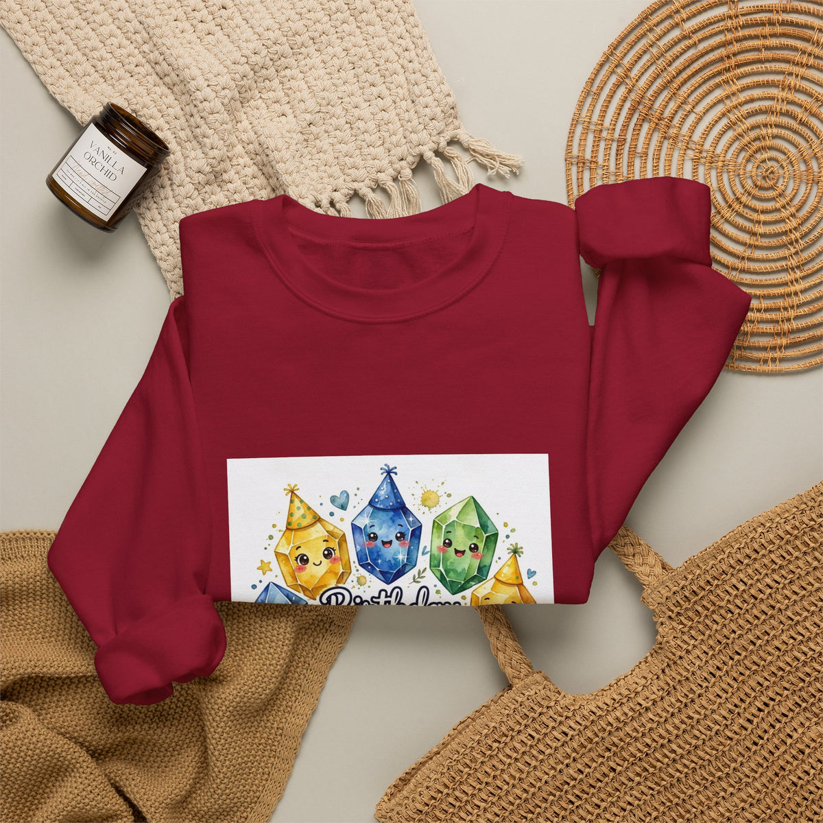 Birthday Boy Crystal Party Crewneck | Earth Tones & Brights