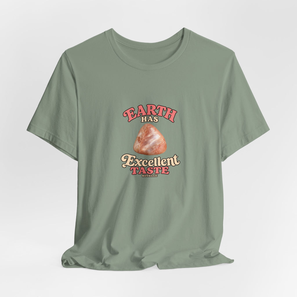 Earth Has Excellent Taste — Peach Moonstone Tee | Golds, Mints & Teal