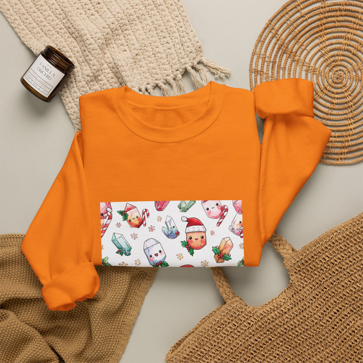 Pastel Christmas Crystal Friends Crewneck | Earth Tones & Brights