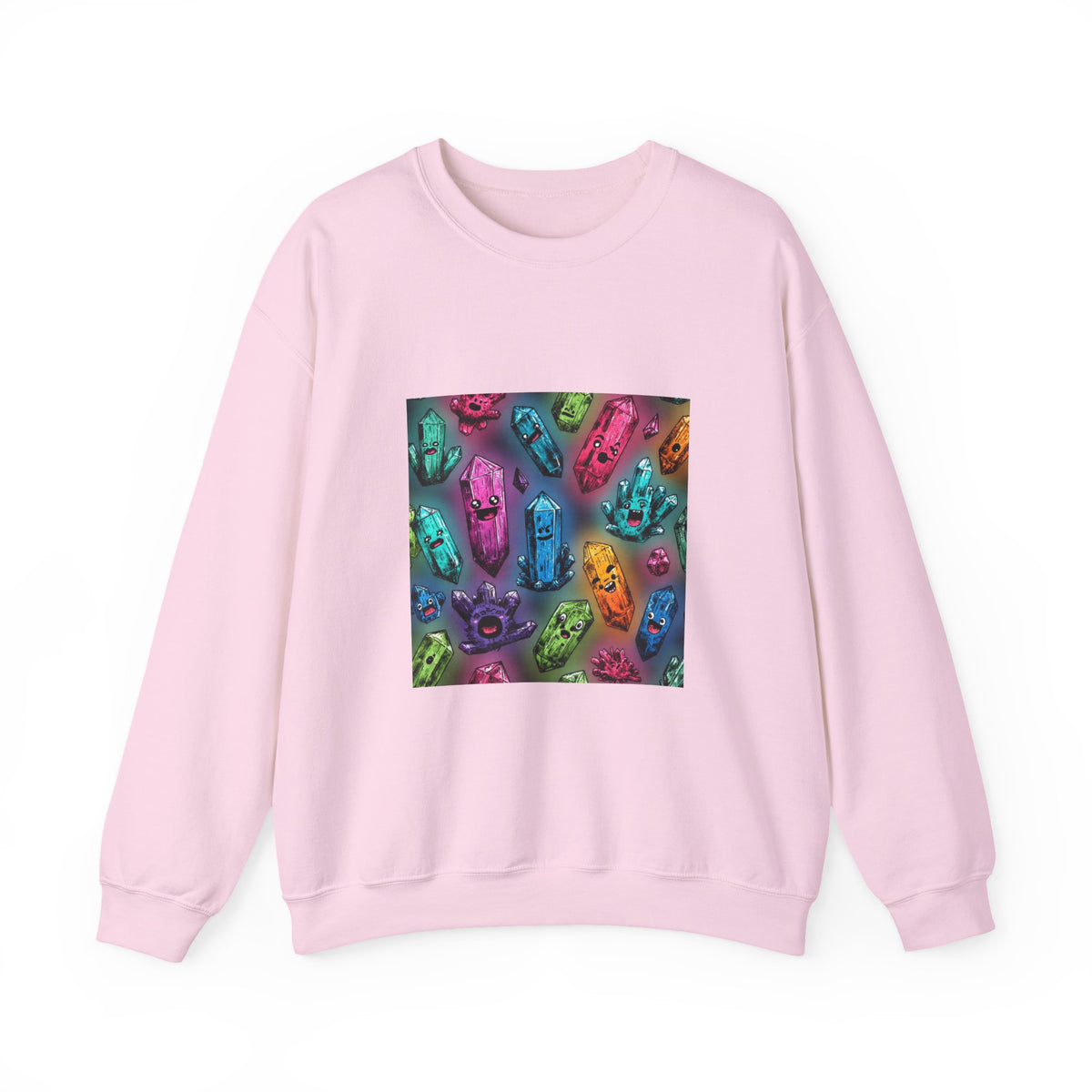 Colorful Crystal Characters Crewneck | Blues, Purples & Pinks