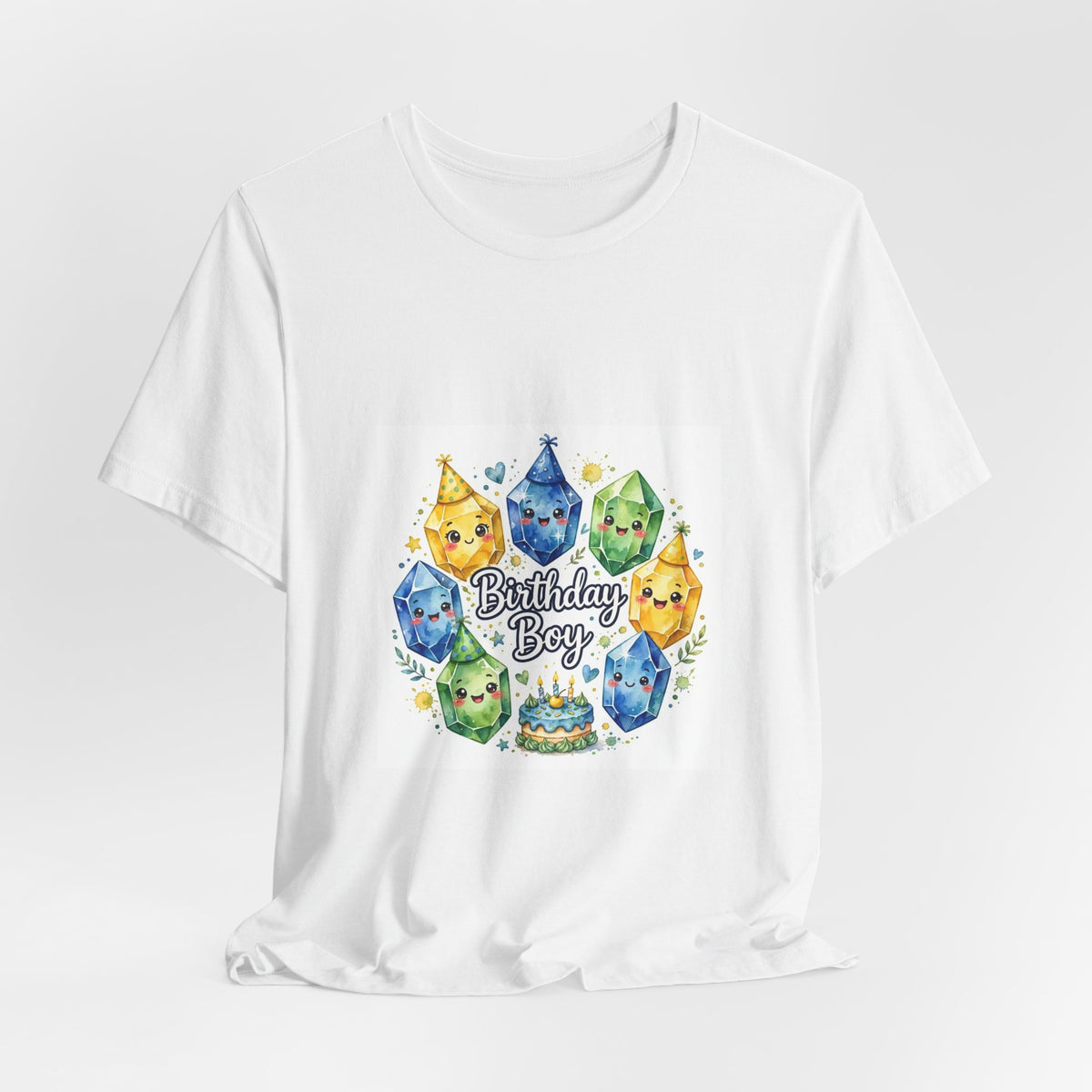 Birthday Boy Crystal Party T-Shirt | Light Neutrals