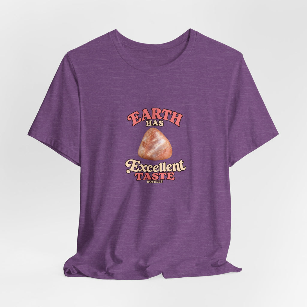 Earth Has Excellent Taste — Peach Moonstone Tee | Royal, Navy & Purple