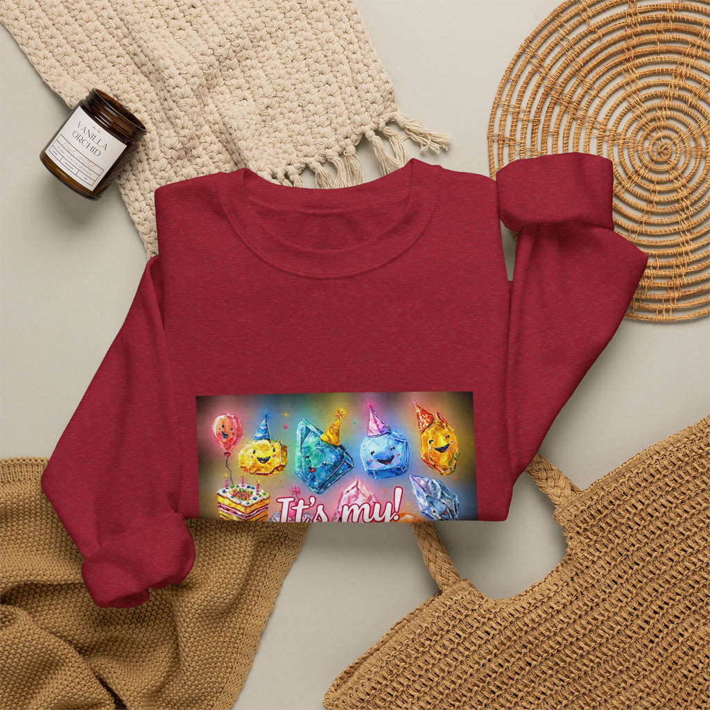 It's My Birthday Crystal Party Crewneck | Neutrals & Reds