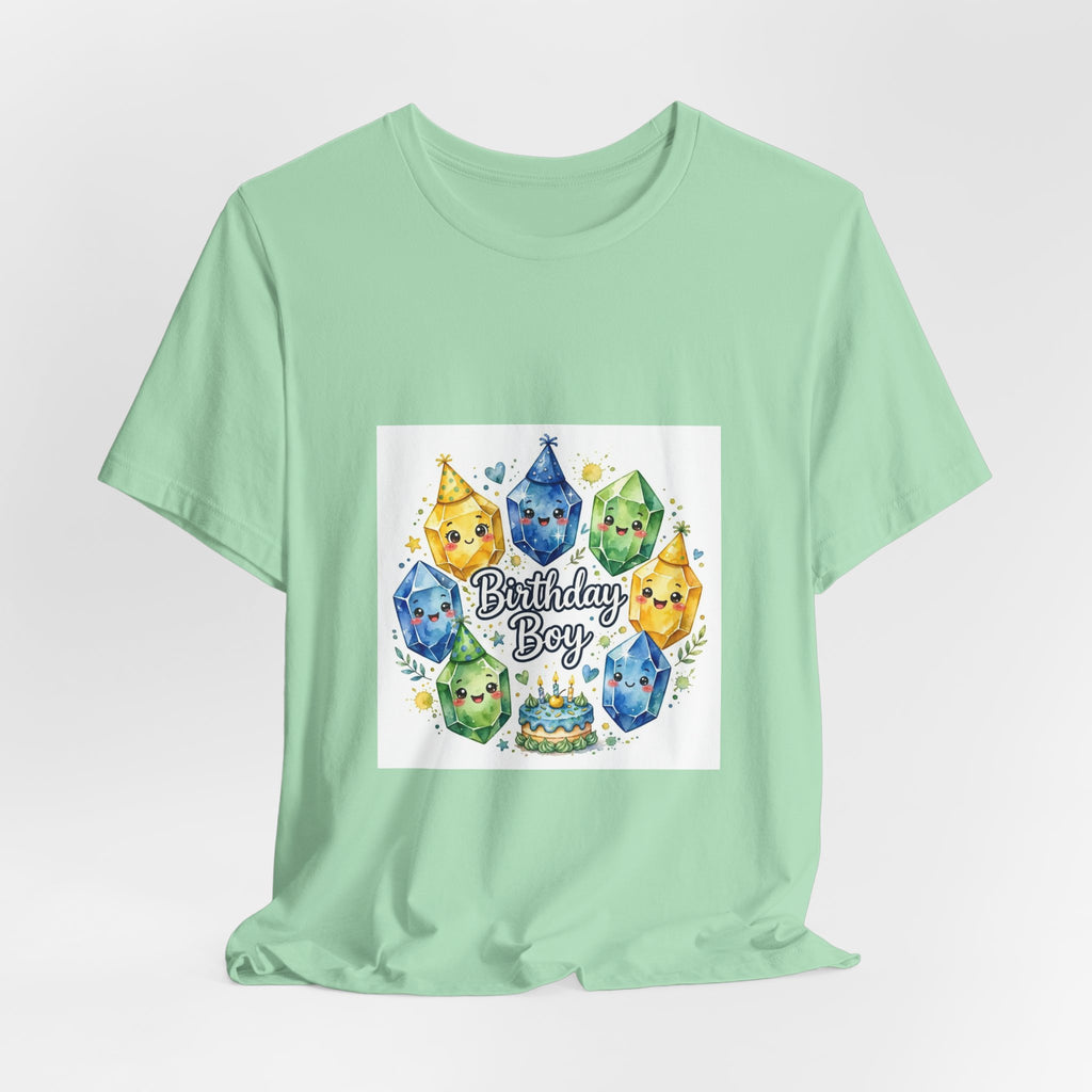 Birthday Boy Crystal Party T-Shirt | Golds, Mints & Teal