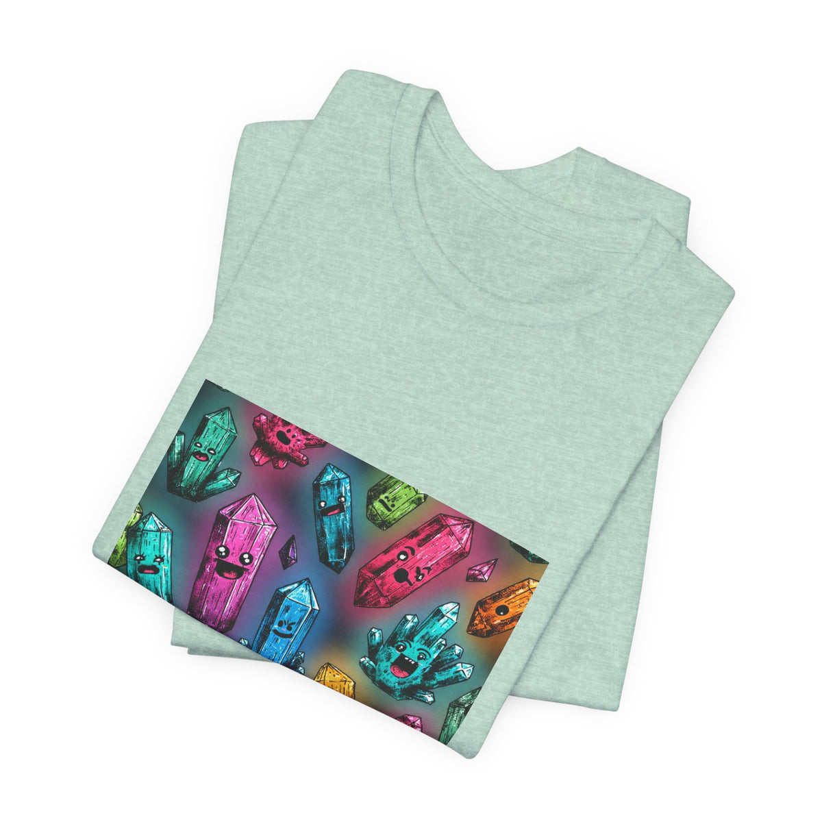 Colorful Crystal Characters T-Shirt | Golds, Mints & Teal