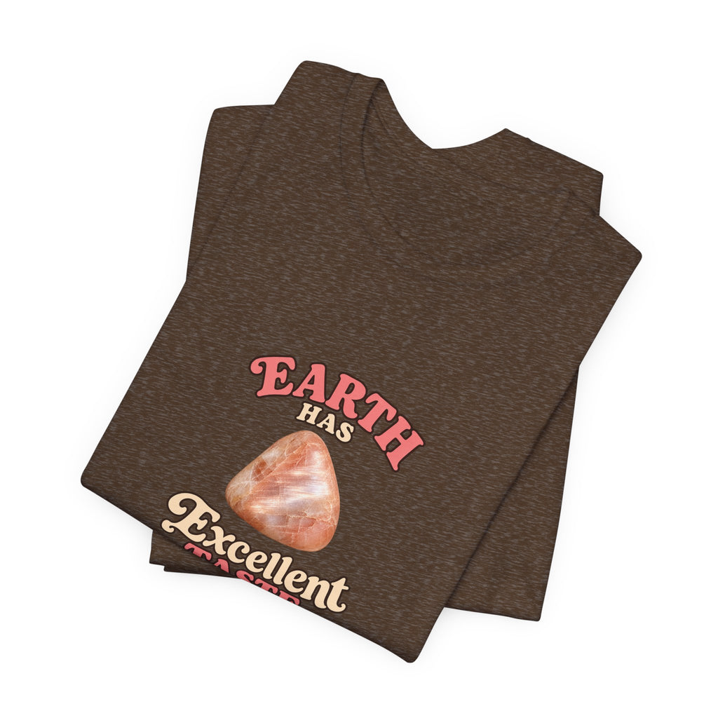 Earth Has Excellent Taste — Peach Moonstone Tee | Earthy Reds & Browns