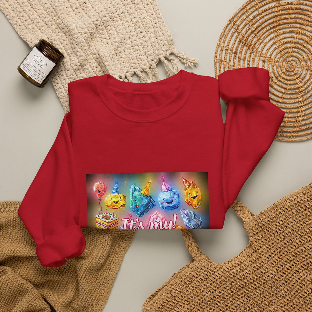 It's My Birthday Crystal Party Crewneck | Neutrals & Reds