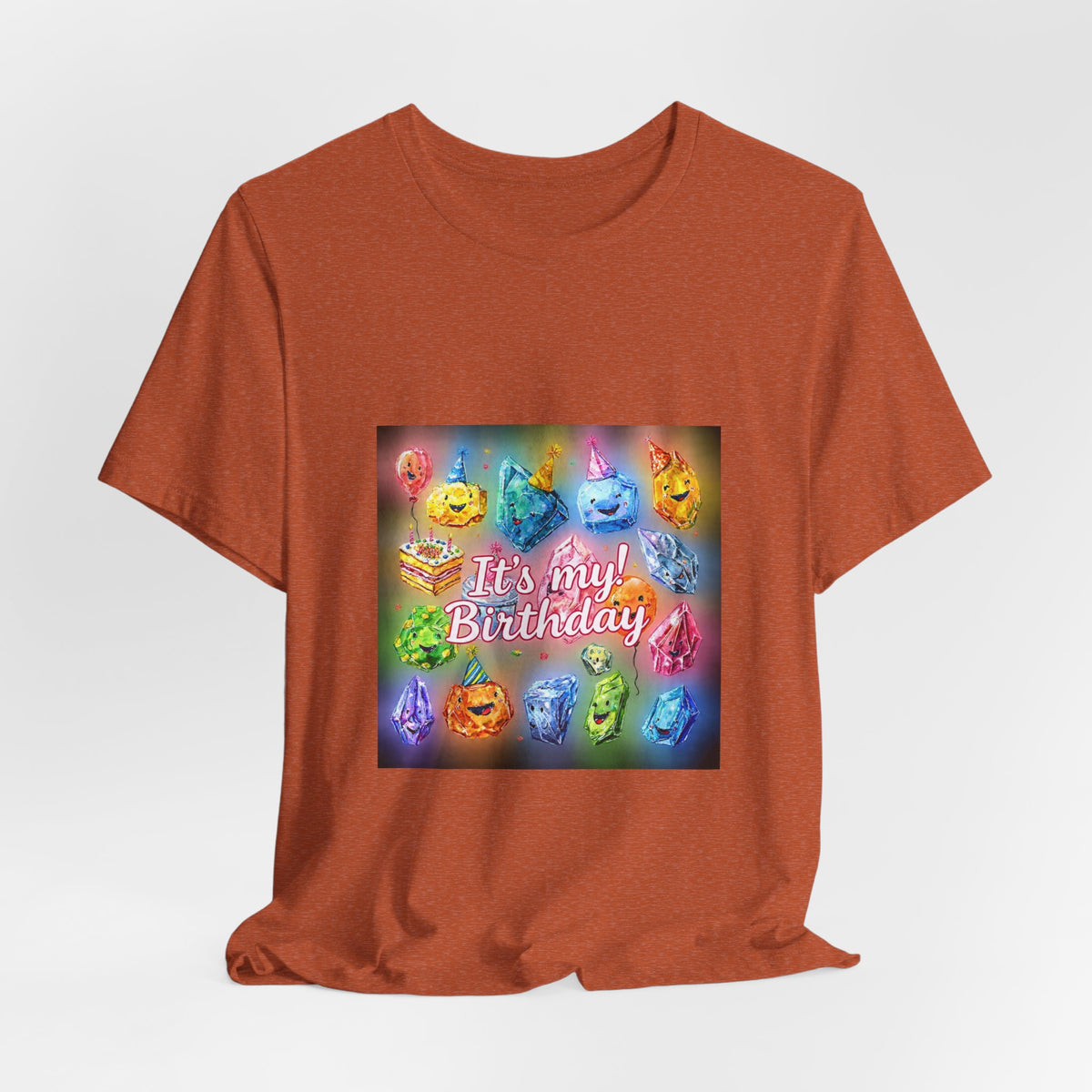 It's My Birthday Crystal Party T-Shirt | Earthy Reds & Browns