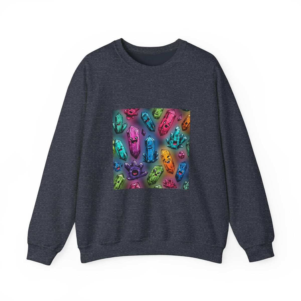 Colorful Crystal Characters Crewneck | Blues, Purples & Pinks